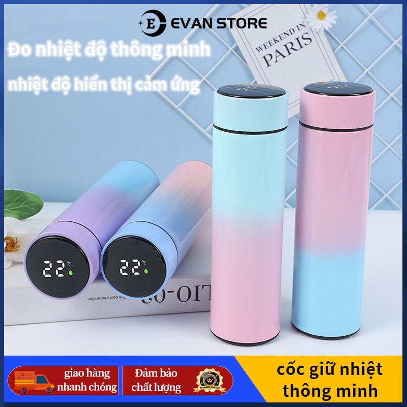 Bình Giữ Nhiệt Cao Cấp 500ml Có Đèn LED Hiển Thị Nhiệt Độ Kỹ Thuật Số Hiển Thị Kỹ Thuật Số Cốc Nước Học Sinh