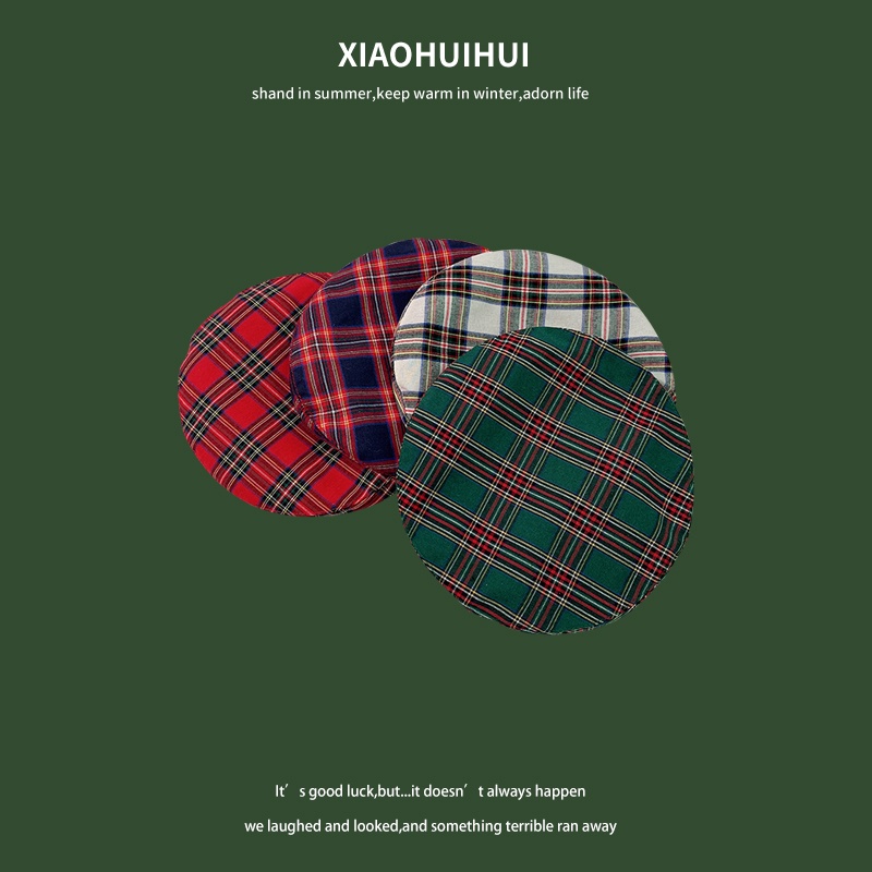 Nón Beret Da Sọc Ca Rô Phong Cách Anh Quốc Cổ Điển Thời Trang Xuân Thu Cho Nữ
