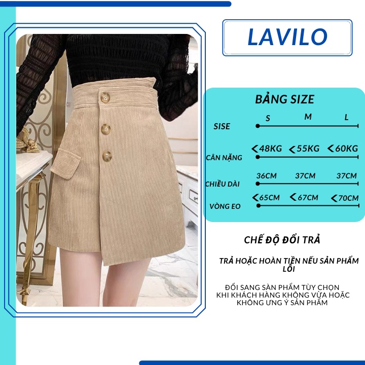 chân váy chữ a ngắn lưng cao công sở bigsize nhung tăm LAVILO CV02