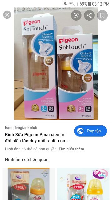 Bình sữa Pigeon hàng Nhập khẩu