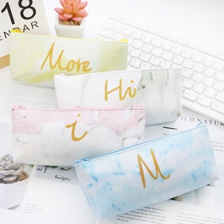 Hộp bút vân đá marble 4 màu  (trắng, vàng, hồng, xanh dương) - HB91