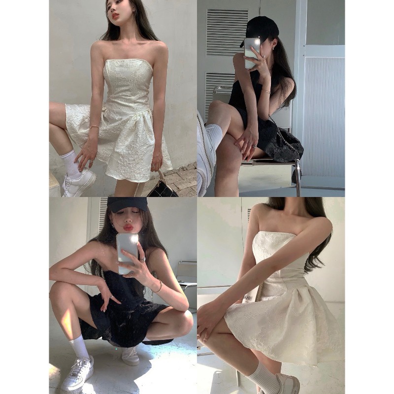 Váy cúp ngực dáng xòe có viền ngực chống tụt Thucucstore Đầm dự tiệc hàng Quảng Châu loại 1