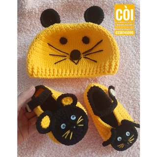 Set nón & giày chuột vàng cho bé