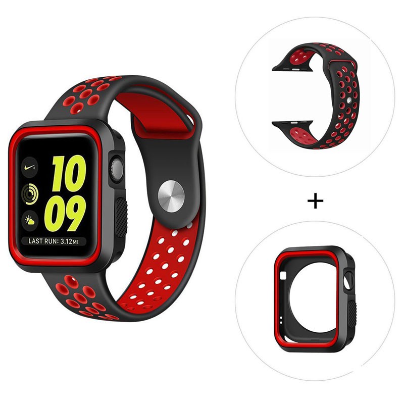 Dây Đeo Thể Thao Bằng Silicone Mềm + Vỏ Bảo Vệ Cho Đồng Hồ Thông Minh Apple Watch Series Ultra / 8 / 7 / SE / 6 / 5 / 4 / 3 / 2 / 1