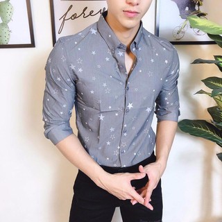 Áo Sơ Mi Nam Dài Tay💖FREESHIP💖Áo Sơ Mi In Họa Tiết Ngôi Sao Thời Trang Hàn Quốc_5STARS