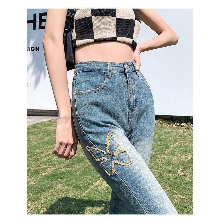 Quần Jean Nữ Ống Loe Thiết Kế Thoải Mái Phong Cách retro Mùa Hè Mới