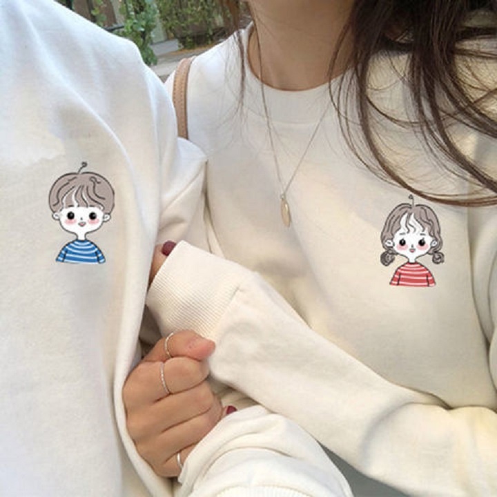 【ZHELIHANGFEI】Áo Thun Nỉ Tay Dài Dáng Rộng In Chữ Trẻ Trung Hợp Thời Trang Cho Cặp Đô