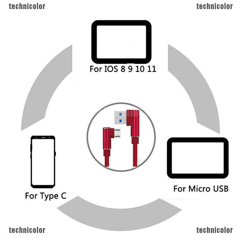 Dây Cáp Sạc Nhanh Truyền Dữ Liệu Đầu USB Góc 90 Độ Cho Điện Thoại Android / IOS