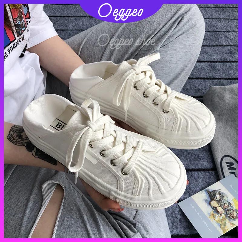 Giày Thể Thao canvas Trắng Mũi Vỏ Sò Thời Trang Cho Nữ