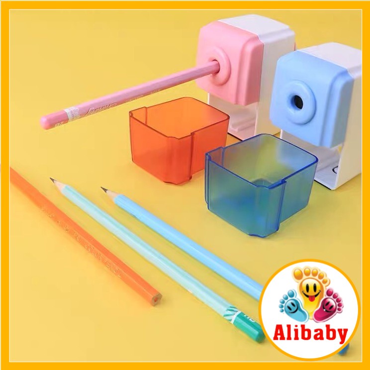 Gọt bút chì quay tay đồ chuốt tự động cute màu xanh hồng E245