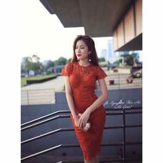 Sale-Đầm body ren chít eo ngực