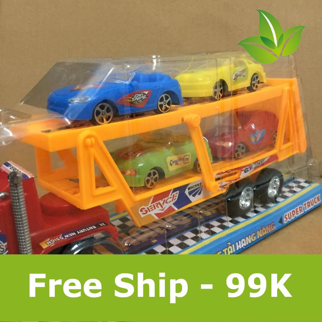 FREESHIP ĐƠN 99K_ Đồ Chơi Xe Container Cảnh Sát Tặng Kèm 4 Ô Tô Nhỏ Hàng Việt Nam