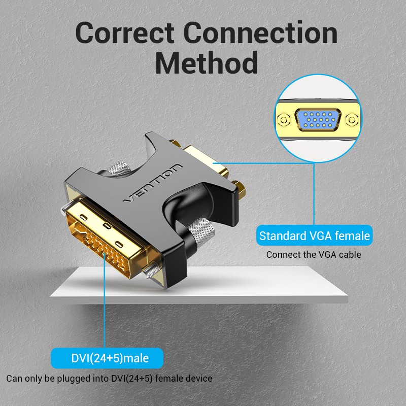 Vention Đầu Chuyển Đổi dvi Sang vga 24 + 5 bi 1080p 60hz Chuyên Dụng Cho tv pc