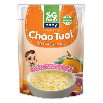 Cháo Tươi Baby Thịt Băm Bí Đỏ/ Bò và Đậu Hà Lan SG Food 240G/ Cháo Tươi Baby Lươn Đậu Xanh SG Food Gói 270G