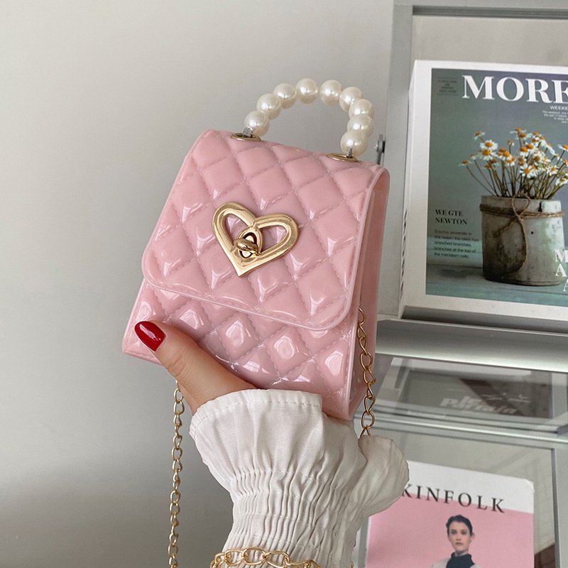 Túi Xách Tay Bằng Silicone Đính Ngọc Trai Thời Trang