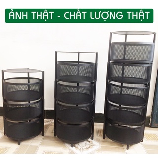 Kệ đựng rau củ quả, Kệ xoay đa năng nhà bếp, kệ lưu trữ di động 3/4/5 tầng có bánh xe di chuyển