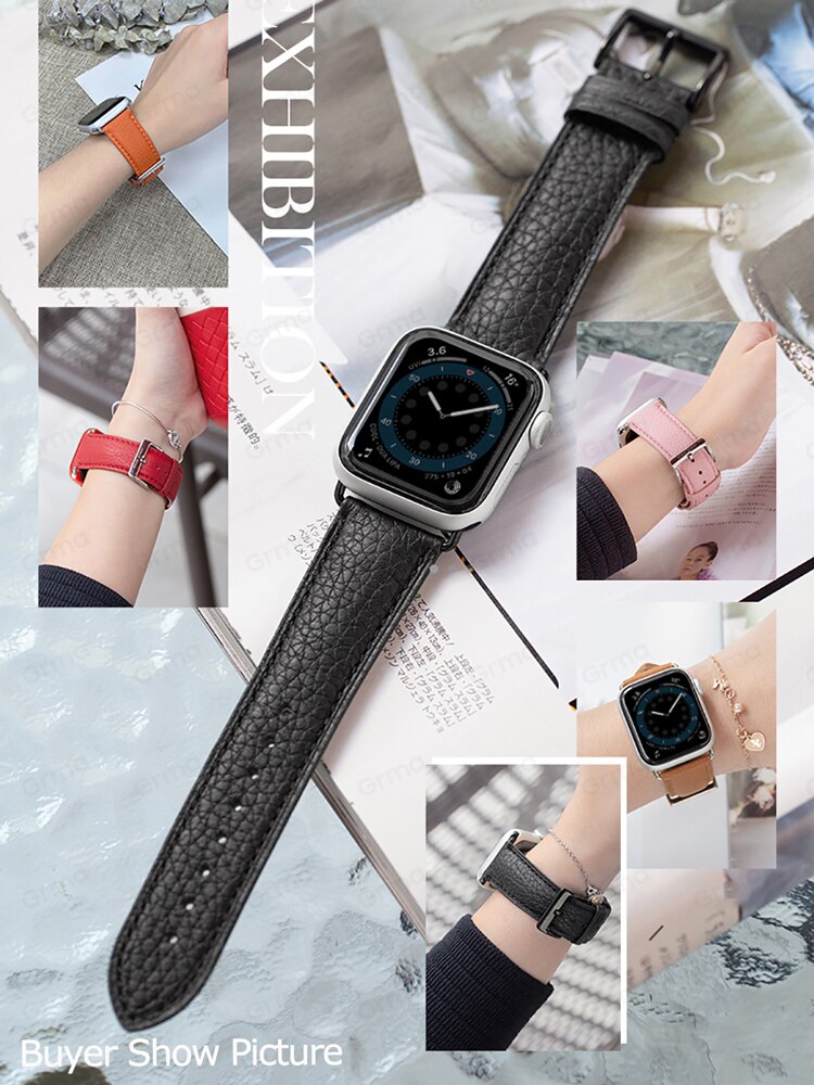 Dây Đeo Da Sang Trọng Cho Đồng Hồ Apple watch 40Mm 44Mm 42Mm 38Mm Series 6 Se