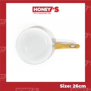 Chảo chống dính ceramic Honey's size 26cm-HO-AF1C262 , lòng chảo phủ ceramic an toàn sức khỏe, đẹp, bền, không bong tróc