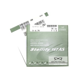 Tròng kính Cận có độ siêu mỏng, chính hãng Hoya của Nhật ( chiết xuất 167 )