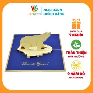 Thiệp Cảm Ơn 3D hình Động Vật đáng yêu, Handmade HMG Thank You Pop-up Card Lịch Sự, Tinh Tế, Độc Đáo