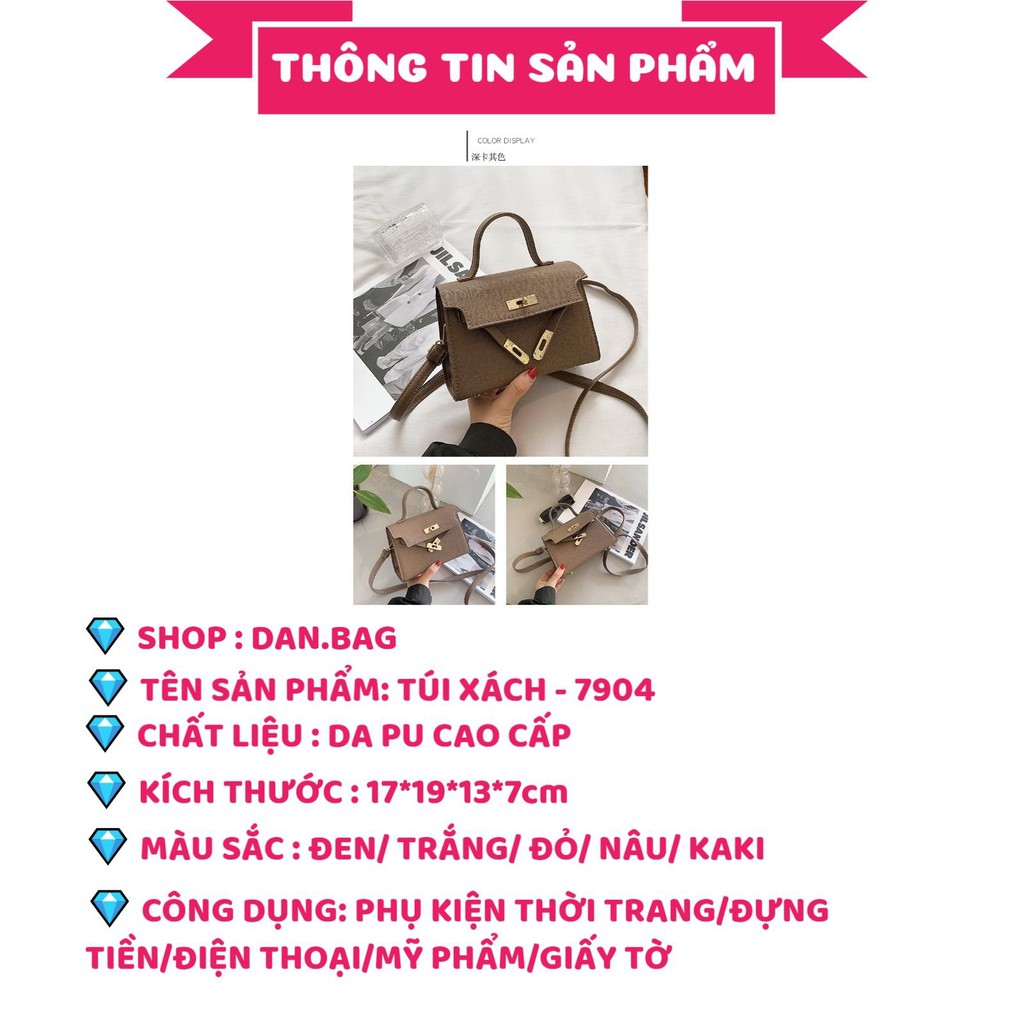 Túi Xách Nữ Da PU Cao Cấp - Túi Xách Nữ dây da đeo chéo phối móc cài xinh xắn mã 7904