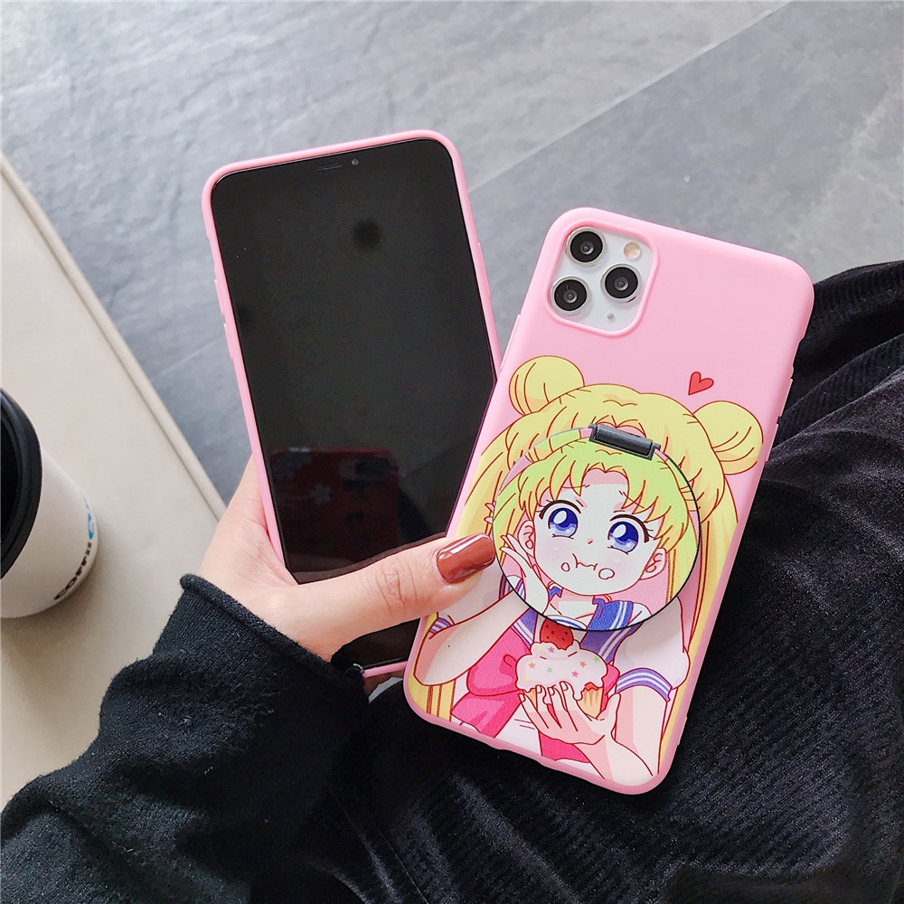 iPhone 12 Mini 11 Pro Max X XR XS Max 8 7 6 6S Plus SE 2020 Sailor Moon Mobile Phone Soft Case with The Same Sailor Moon Mirror