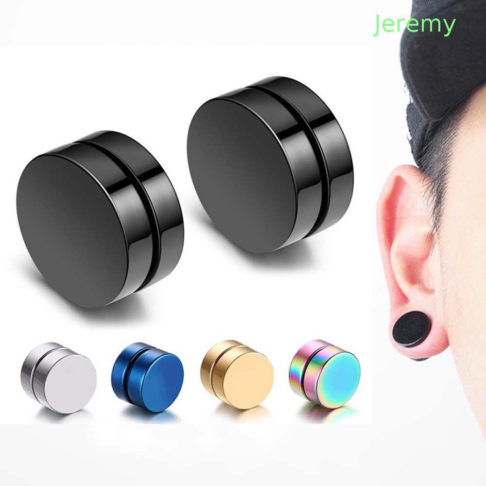 Khuyên tai dạng kẹp nam châm màu đen phong cách punk JEREMY1 dành cho cặp đôi