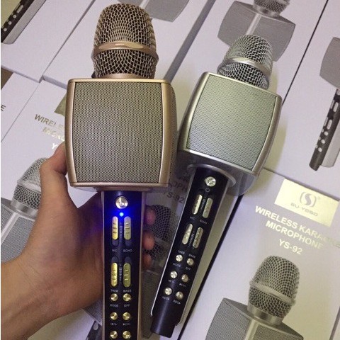 Micro karaoke bluetooth YS-92 JVJ cao cấp, Míc hát cầm tay siêu hay cưc vang pass