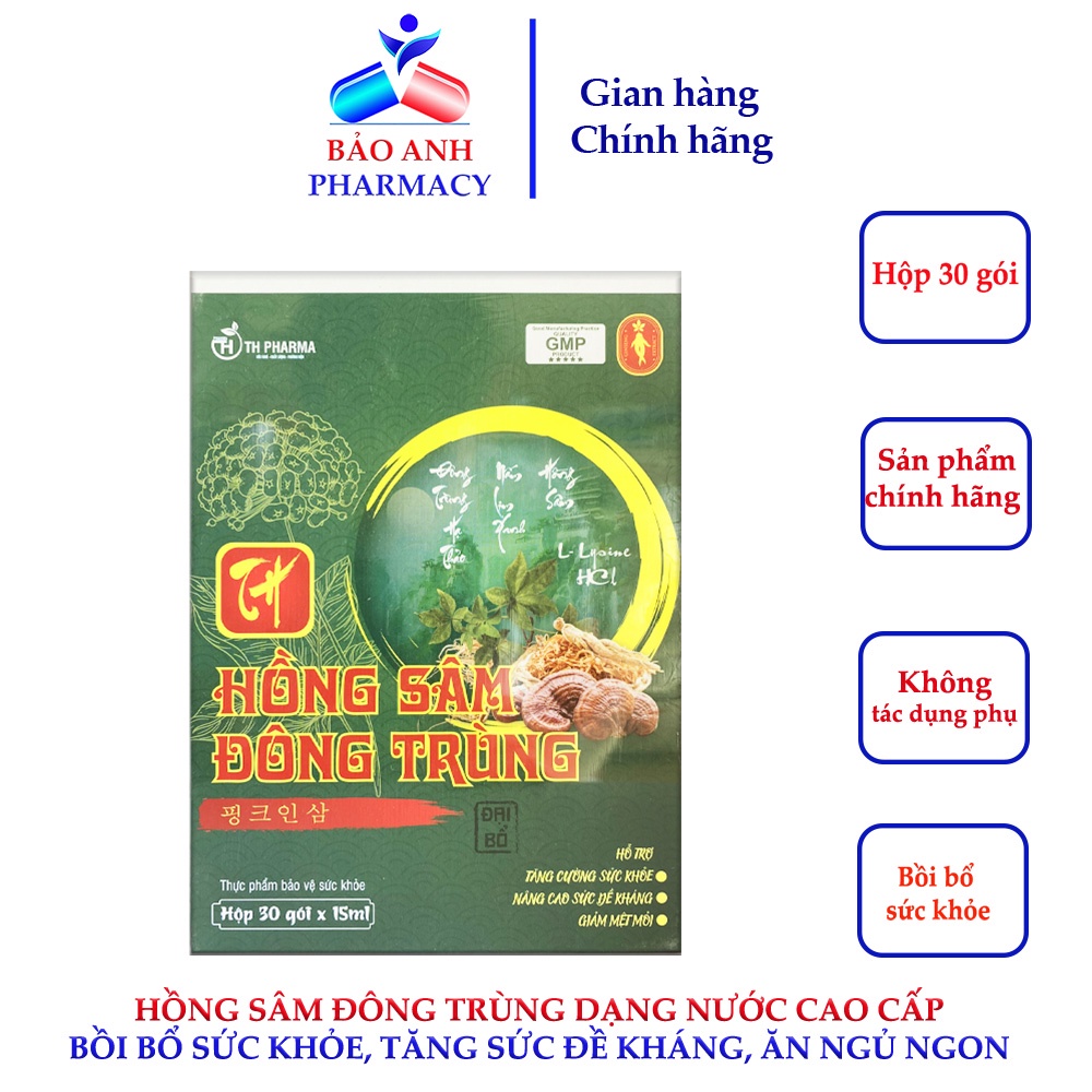 Hồng sâm Đông trùng hạ thảo dạng nước – Giúp bồi bổ cơ thể, tăng cường sức khỏe, nâng cao sức đề kháng – Hộp 30 gói