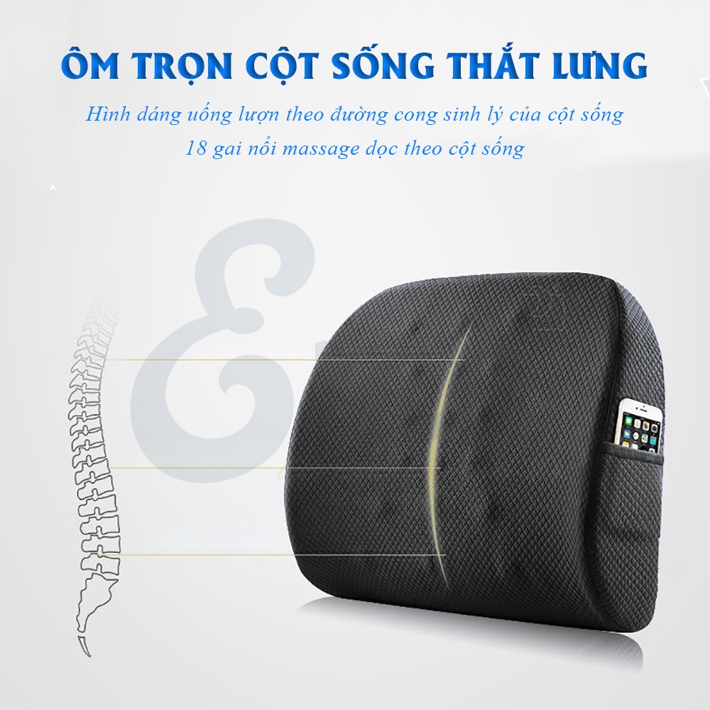 Gối dựa lưng ghế văn phòng có gai massage làm từ cao su non EMA - Thế hệ thứ 3 nâng cấp gai massage độc đáo