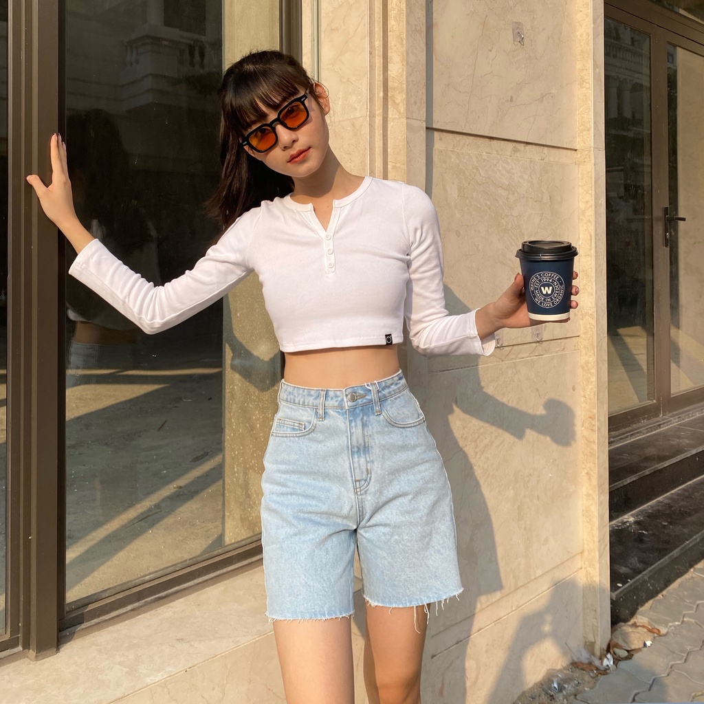 Áo Croptop Tay Dài PRADIES Basic / Trơn