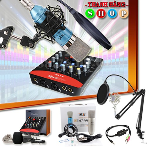 Trọn Bộ Combo Mic thu âm AT100 ( Hoa Vinh) Full và Soundcard Icon Upop Pro