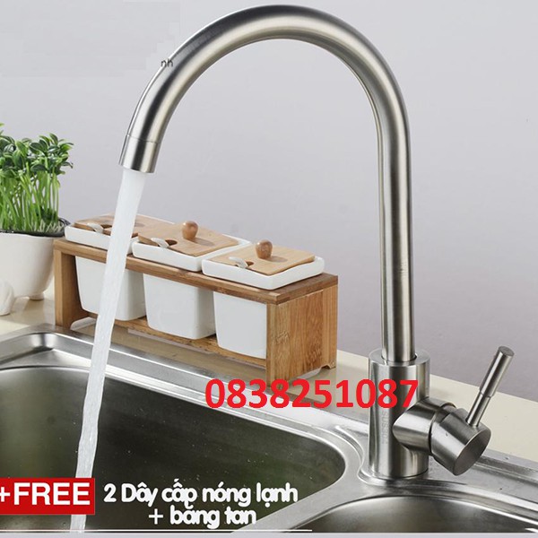 Vòi chén inox 304 nóng lạnh