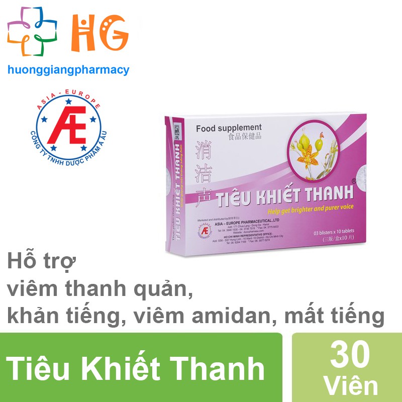 Tiêu Khiết Thanh – Giúp giọng nói trong trẻo, hỗ trợ điều trị viêm thanh quản, viêm amidan, khản tiếng (Hôpj 30 viên)