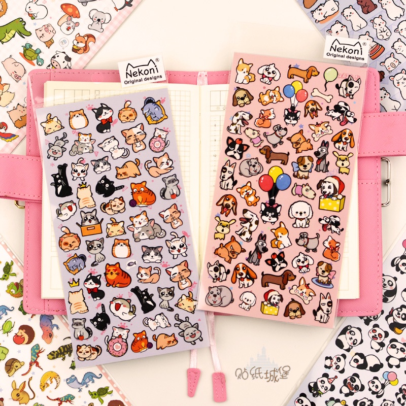 Dễ Thương Sticker Dán Trang Trí Nhật Ký Chống Thấm Nước Hình Động Vật Đáng Yêu