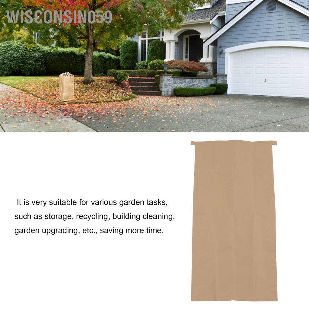 Wisconsin059 5 Cái Giấy Kraft Túi Dệt Composite Không Thấm Nước 100 X 50 cm Lưu Trữ Lá Cho Bãi Cỏ Sân Vườn Nhà