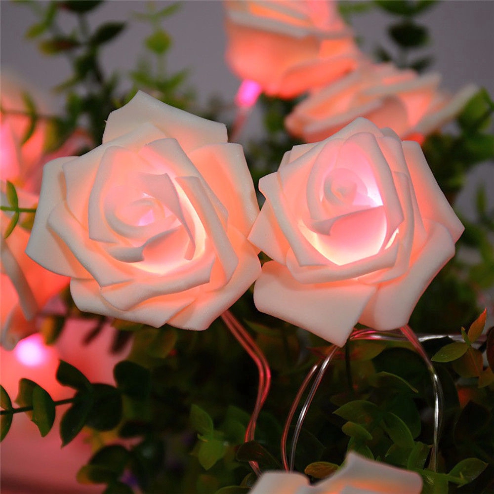 Dây đèn LED 20 bóng hình hoa hồng dùng cho trang trí tiệc/giáng sinh