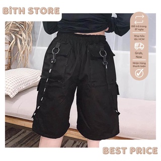 Quần Lửng Ống Rộng Túi Hộp Chất Kaki