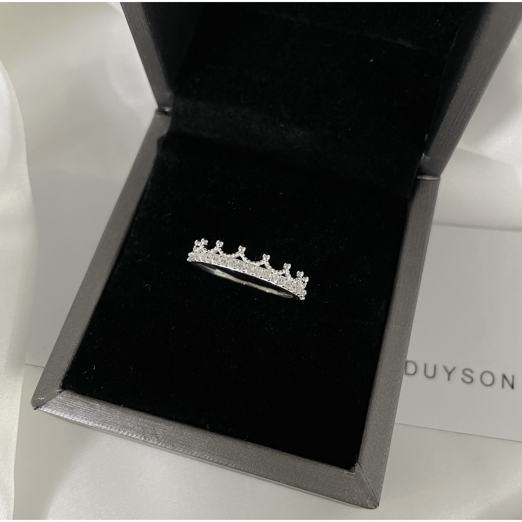Nhẫn bạc nữ vương miện đính đá, Nhẫn Crown lấp lánh bạc 925 DUYSON SILVER [NKX18]