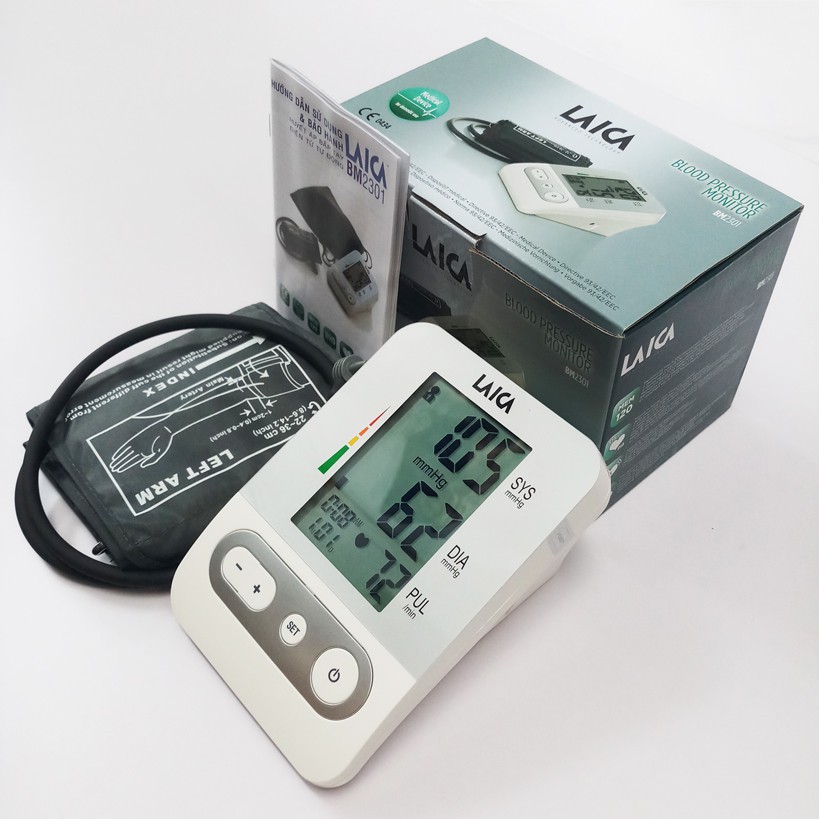 Máy đo huyết áp tự động bắp tay LAICA BM2301 - Hàng chính hãng ITALIA (Có Kèm Adapter)