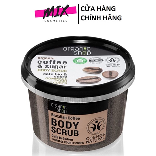 Tẩy Da Chết Toàn Thân Cafe Organic Coffee, Sugar Body Scrub 250ml🌟Cà Phê🌟Quế Hồi🌟Loại bỏ tế bào chết🌟Sạch lỗ chân lông