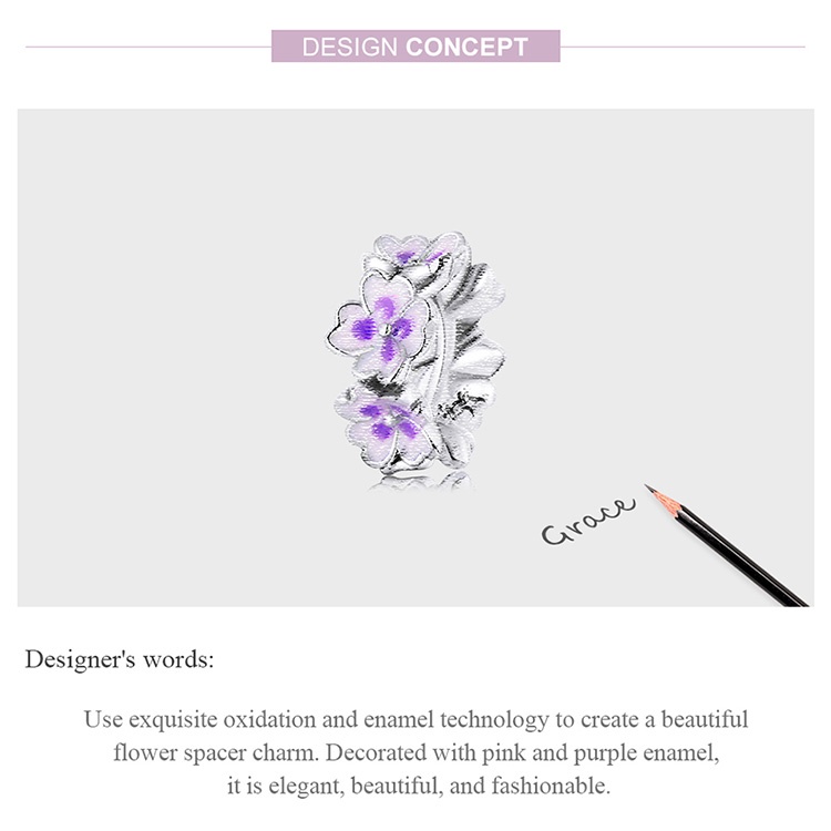 Hạt phụ kiện BAMOER SCC2212 bạc 925 kiểu hoa thời trang để làm trang sức