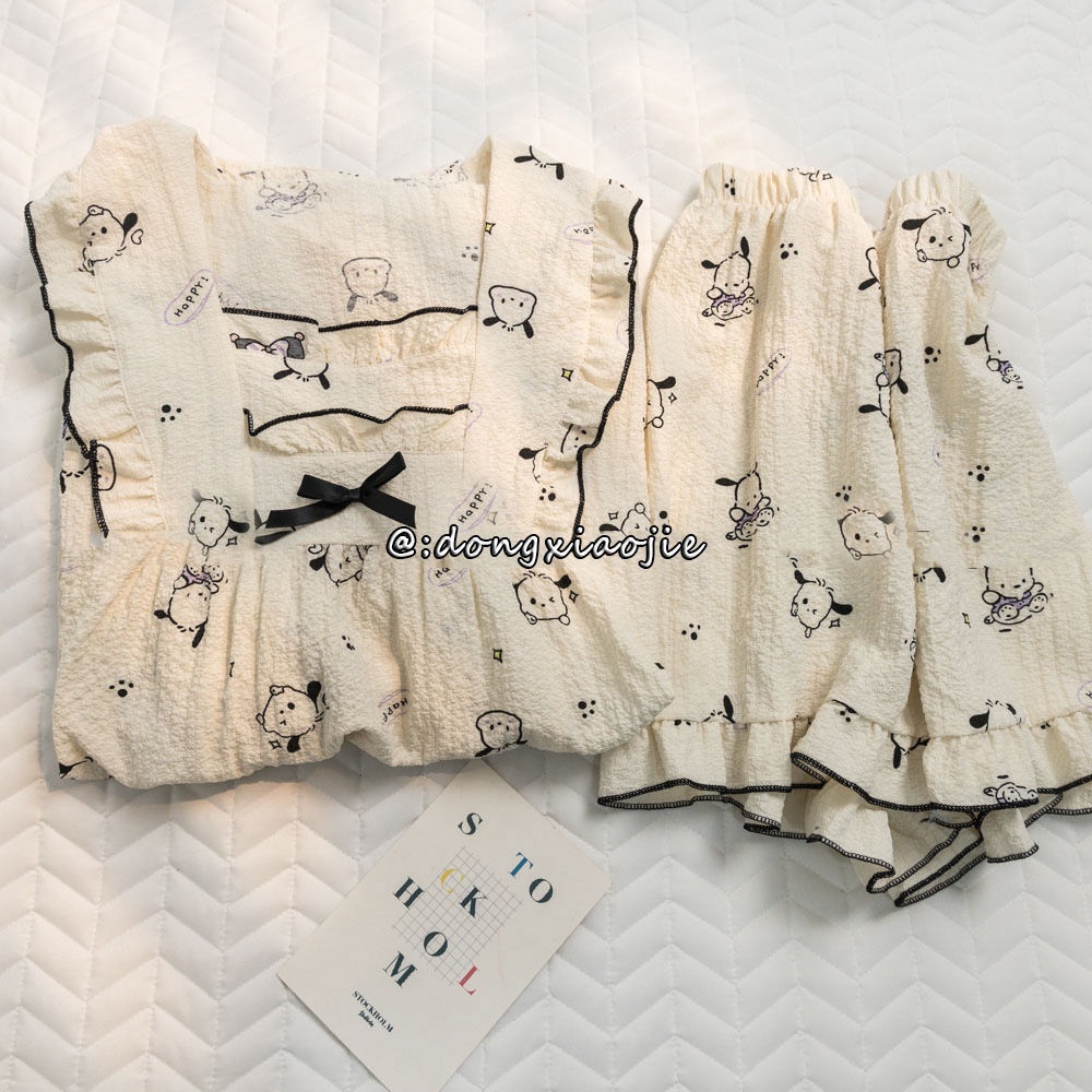 Summer cartoon pajamas women's Japanese pachachi superior feeling ins sweet lovely thin loose home suit