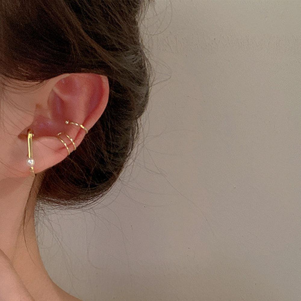 Khuyên Kẹp Sụn Tai Bằng Hợp Kim Họa Tiết Hình Học Kiểu Pháp