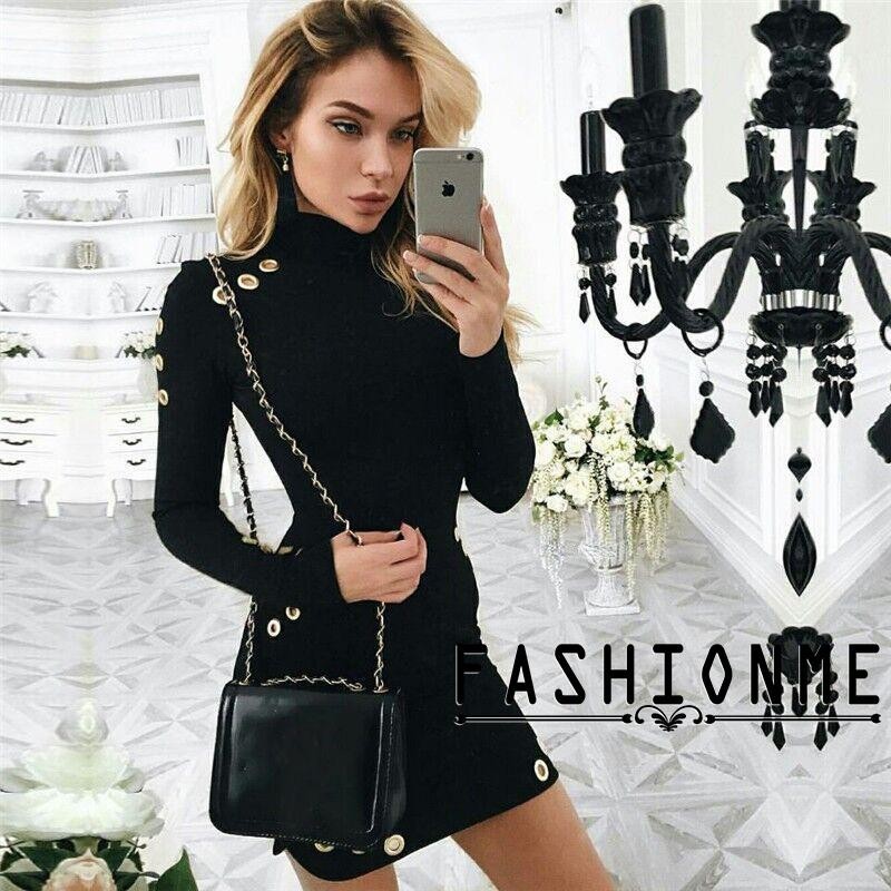 ღ𝓂ℰWomen Lady Fashion Turtle Neck Party Club Cocktail Tight Sweater Tops Bodycon Mini Dress | BigBuy360 - bigbuy360.vn