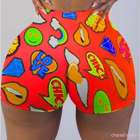 Quần short ôm sát vừa vặn in họa tiết sáng tạo thời trang cho nữ | BigBuy360 - bigbuy360.vn