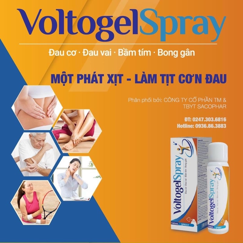 Xịt giảm đau, Gel lăn giảm đau, kem bôi có đầu lăn mát xa Voltogel