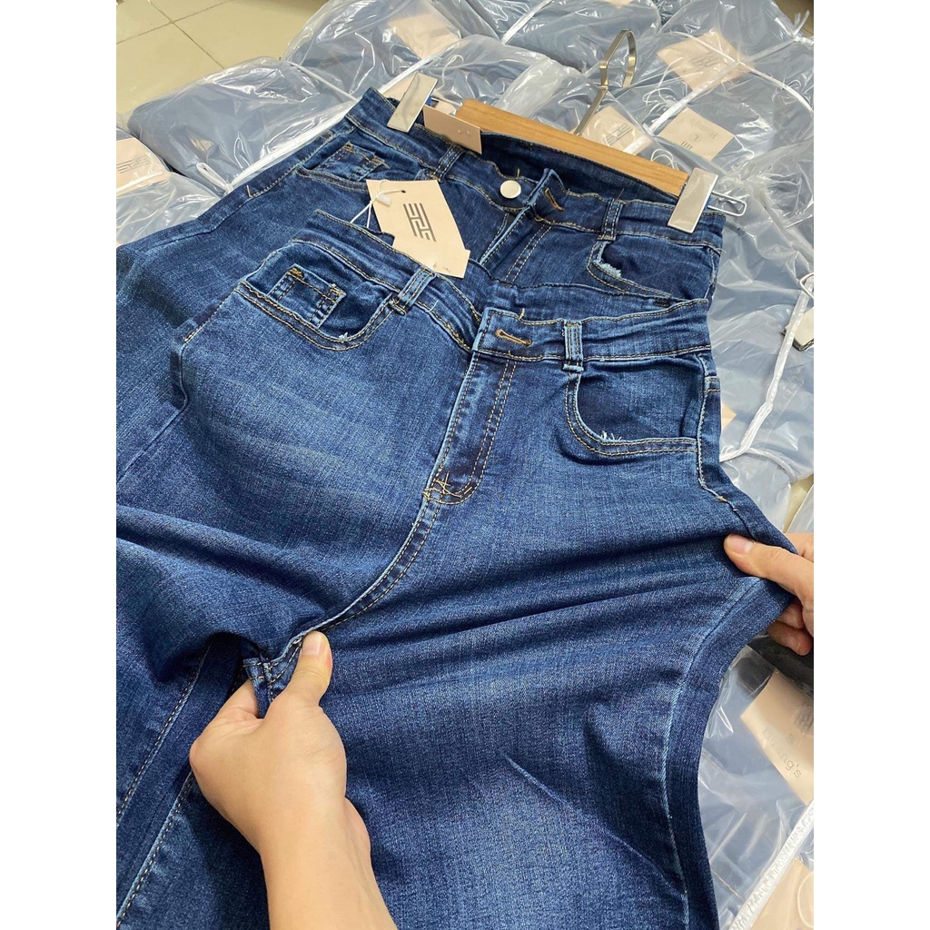 Quần bò ống rộng quần jean bò ống suông jeans nữ cạp cao ống đứng co dãn Bazic Ulzzang -Minxy shop