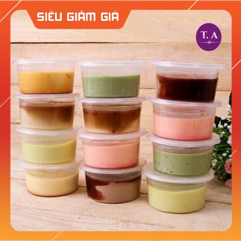 [COMBO 10] Hũ Nhựa Làm Bánh Flan Caramen, Rau Cau , Sữa Chua , Đựng Slime (hộp flan có nắp)