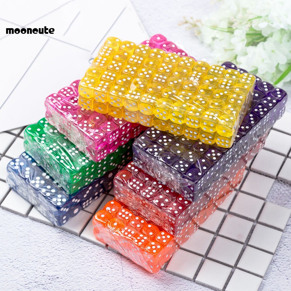 Set 100 viên xí ngầu trong suốt nhiều màu 14mm